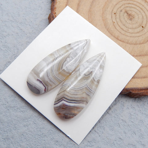 Natural Crazy Lace Agate Cabochons Paired 29x11x4mm, 4.2g