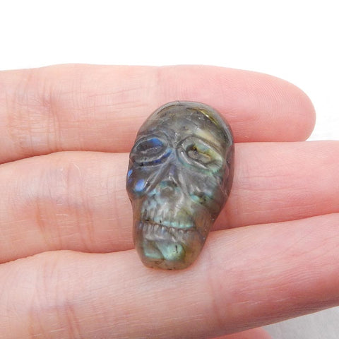 Natural Labradorite Carved skull Cabochon 24x14x8mm, 4.8g