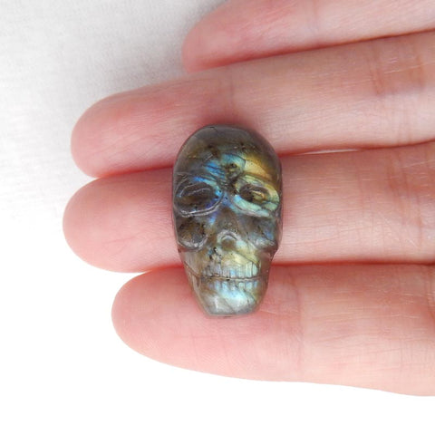 Natural Labradorite Carved skull Cabochon 24x14x8mm, 4.8g