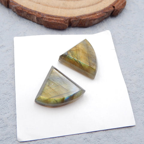 Natural Labradorite Cabochons Paired 14x16x5mm, 3.2g