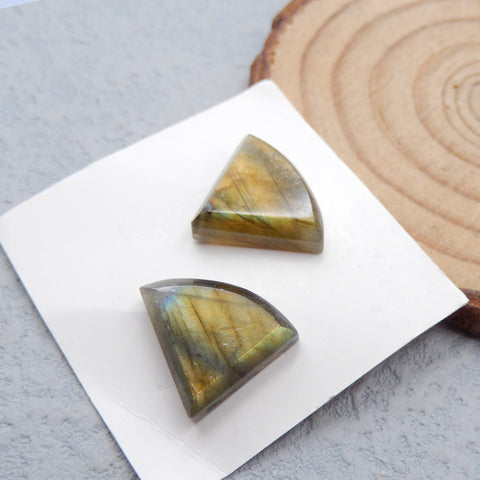 Natural Labradorite Cabochons Paired 14x16x5mm, 3.2g