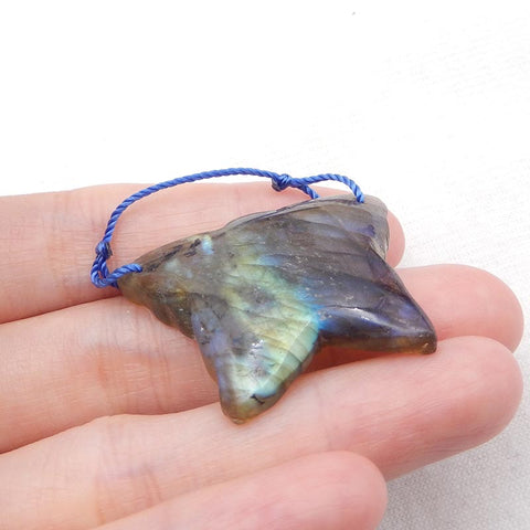 Natural Labradorite Carved butterfly Pendant Bead 28x35x5mm, 8.5g