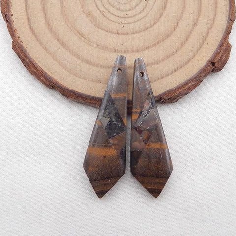 Inntarsia Of Ammonite Fossil And Boulder Opal Earring Beads 38x11x5mm, 5.3g