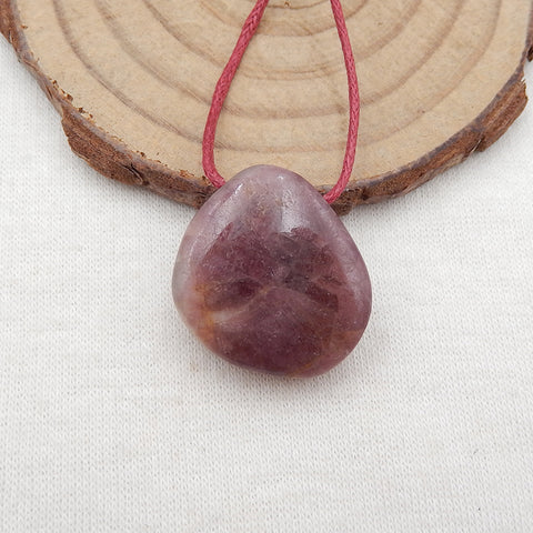 Perle pendentif en tourmaline rose naturelle, 21x20x8 mm, 6,9 g