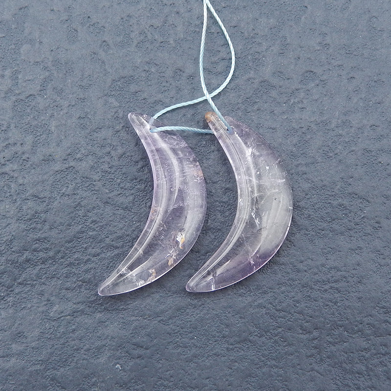 Paire de boucles d'oreilles en pierres précieuses en forme de lune avec améthyste, 33x10x4 mm, 5,0 g