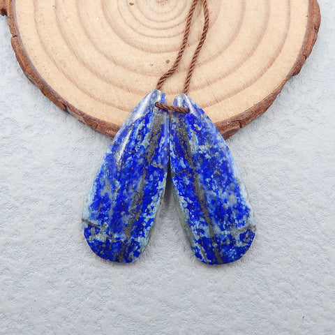 Boucles d'oreilles en pierres précieuses de lapis-lazuli naturel, 35 x 15 x 4 mm, 7,9 g