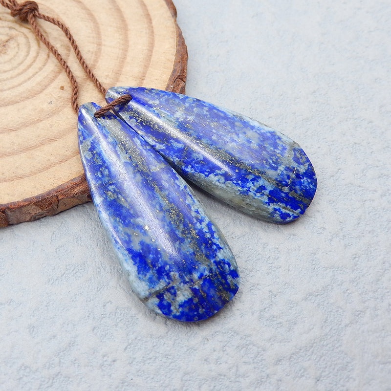 Boucles d'oreilles en pierres précieuses de lapis-lazuli naturel, 35 x 15 x 4 mm, 7,9 g