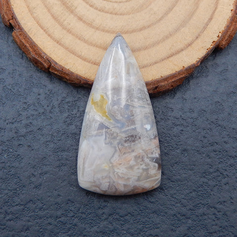 Cabochon à dos plat en agate de bambou triangle naturel, 39x20x6 mm, 7,2 g