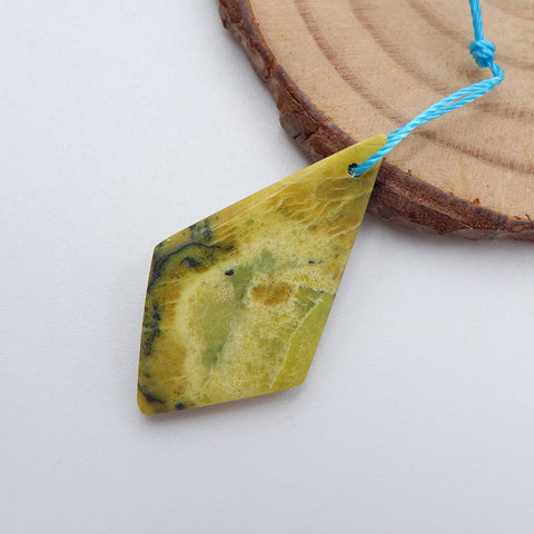 Perle pendentif en pierre gemme serpentine naturelle, 28x15x3mm, 2.1g