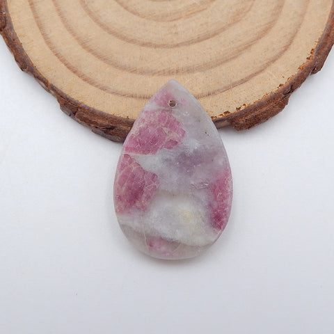 Natural Pink Tourmaline Pendant Bead 29x20x3mm, 4.0g