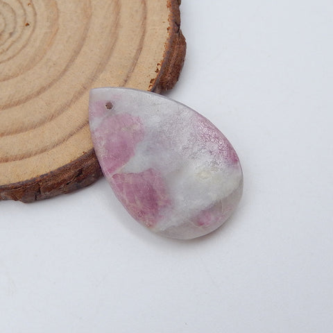 Natural Pink Tourmaline Pendant Bead 29x20x3mm, 4.0g