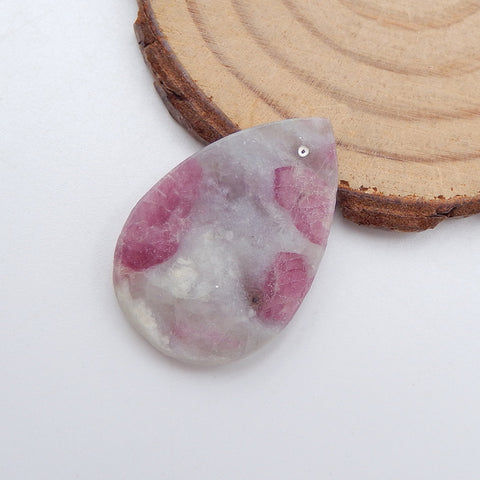 Natural Pink Tourmaline Pendant Bead 29x20x3mm, 4.0g