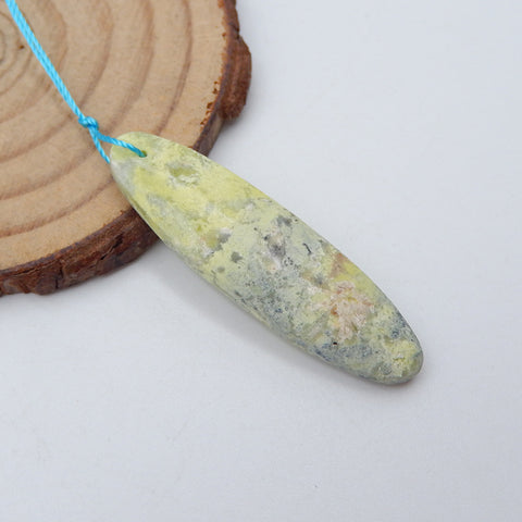 Natural Serpentine Pendant Bead 40x11x5mm, 3.8g