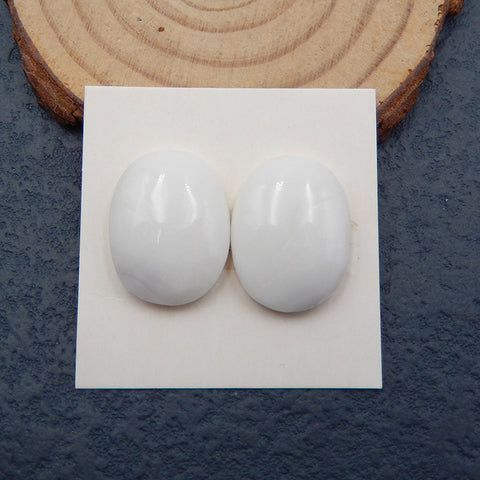 Natural White Agate Cabochons Paired 20x15x5mm, 5.8g