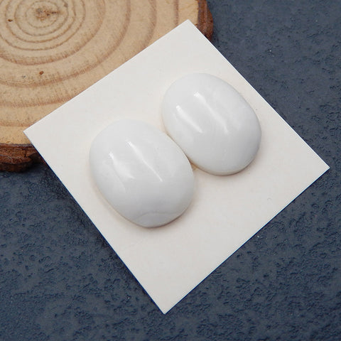 Natural White Agate Cabochons Paired 20x15x5mm, 5.8g