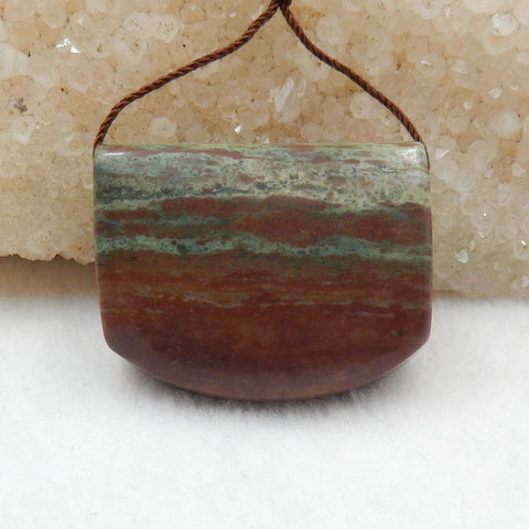 Natural Green Stripe Pendant Bead 32x25x12mm, 17.3g