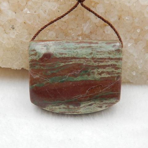 Natural Green Stripe Pendant Bead 31x26x13mm, 17.9g