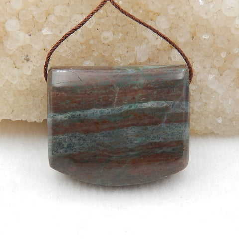 Natural Green Stripe Pendant Bead 31x27x12mm, 18.6g