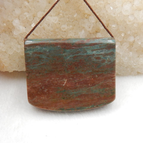 Natural Green Stripe Pendant Bead 39x32x13mm, 29.7g