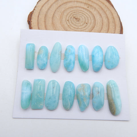 14 pcs Natural Larimar Cabochons 21X7X4mm, 12.9g