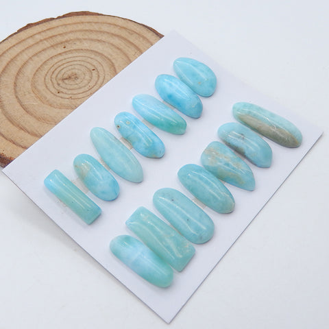 Vente 14 pcs Larimar Cabochons Bijoux en pierres précieuses Cabochons, 21X7X4mm, 12.9g