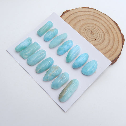 14 pcs Natural Larimar Cabochons 21X7X4mm, 12.9g