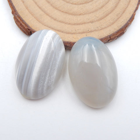 Natural Blue Lace Agate Cabochons Paired 30X20X7mm, 14.9g