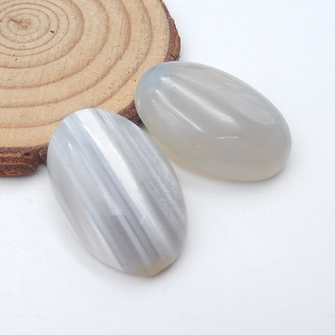 Cabochon Piar en agate de dentelle bleue naturelle, 30 x 20 x 7 mm, 14,9 g