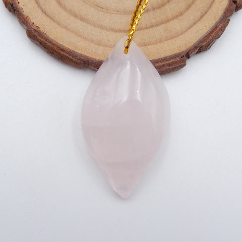 Natural Rose Quartz Pendant Bead 40x22x10mm, 9.1g