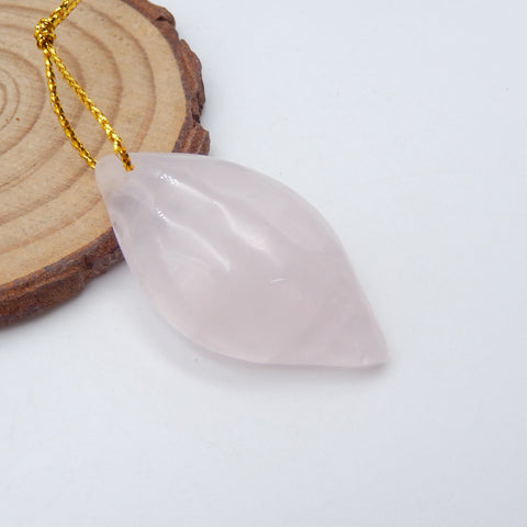 Natural Rose Quartz Pendant Bead 40x22x10mm, 9.1g