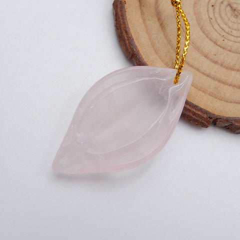 Pierre pendentif en pierre gemme de quartz rose naturel, 40x22x10mm, 9.1g