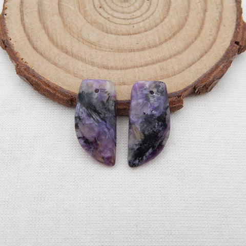 Paire de boucles d'oreilles Charoite naturelle, pierre pour la fabrication de boucles d'oreilles, 20x10x3mm, 2.5g