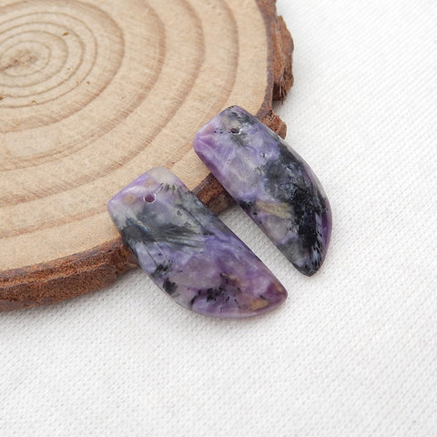 Paire de boucles d'oreilles Charoite naturelle, pierre pour la fabrication de boucles d'oreilles, 20x10x3mm, 2.5g