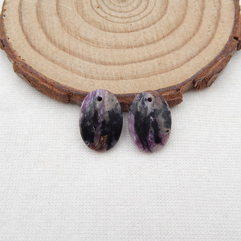 Paire de boucles d'oreilles Charoite naturelle, pierre pour la fabrication de boucles d'oreilles, 14X10X3mm, 1.7g