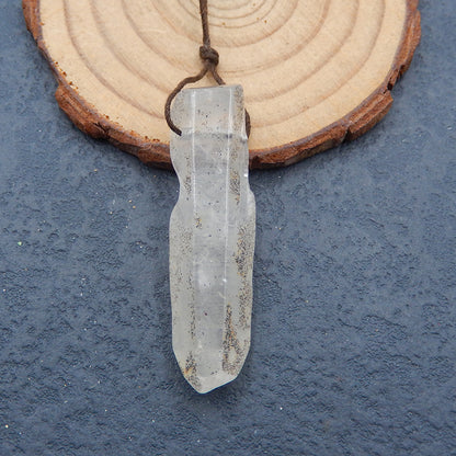 Perle pendentif spécimen de pierre précieuse de quartz Drusy naturel, 44x13x10mm, 9.6g