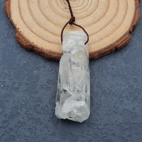 Perle pendentif spécimen de pierre précieuse de quartz Drusy naturel, 38x13x10mm, 9.3g