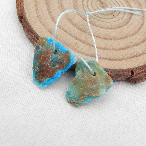 Natural Blue Opal Cabochons Paired 16x15x3mm, 1.9g