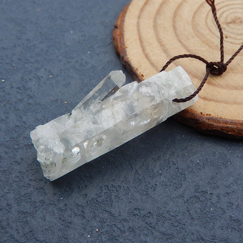 Natural Drusy Quartz Pendant Bead 38x13x10mm, 9.3g