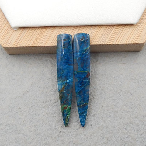 Natural Chrysocolla Earring Beads 48x9x4mm, 5.6g