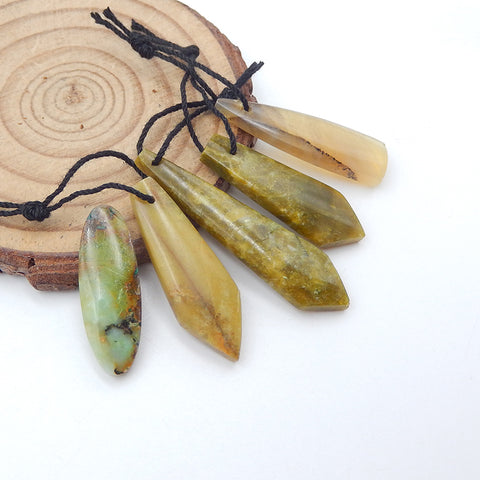 5 PCS Natural Yellow Opal And Chrysocolla Pendant Beads 40x10x4mm, 30x11x4m, 9g