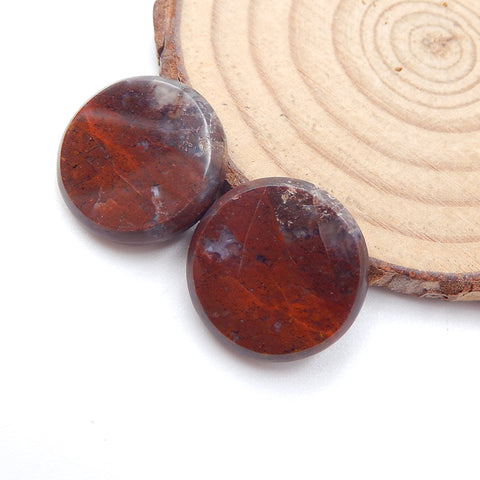 Paire de cabochons en agate naturelle, 18 x 3 mm, 4,6 g