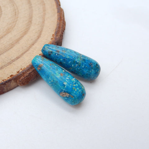 Natural Chrysocolla Earring Beads 18x6mm, 2.3g