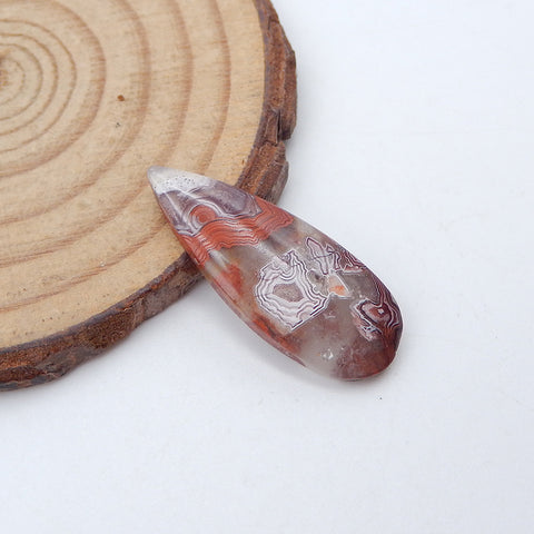 Cabochon de pierres précieuses d'agate de dentelle folle, 28 x 11 x 4 mm, 2,2 g