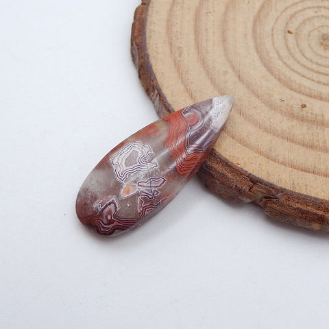 Cabochon de pierres précieuses d'agate de dentelle folle, 28 x 11 x 4 mm, 2,2 g