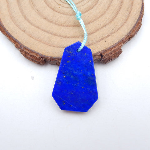 Perle pendentif en pierres précieuses de lapis-lazuli naturel, 25 x 17 x 3 mm, 3,1 g