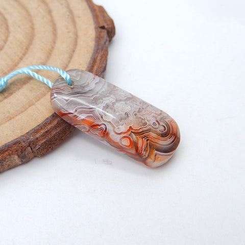 Crazy Lace Agate Gemstone Double Trou Pendentif Perle, Perle Focale, 24x10x5mm,2.47g