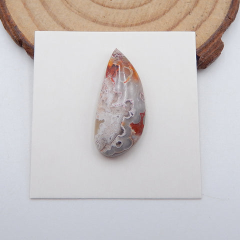 Cabochon de pierres précieuses d'agate de dentelle folle, 25 x 11 x 6 mm, 3,0 g