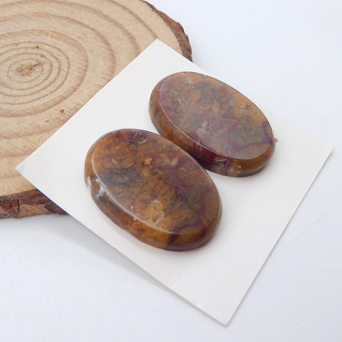 Natural Ocean Jasper Cabochons Paired 27x14x7mm, 6.4g