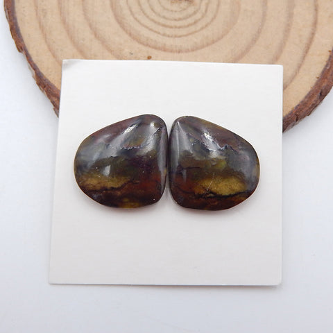 Natural Mushroom Jasper Cabochons Paired 16x16x4mm, 3.4g