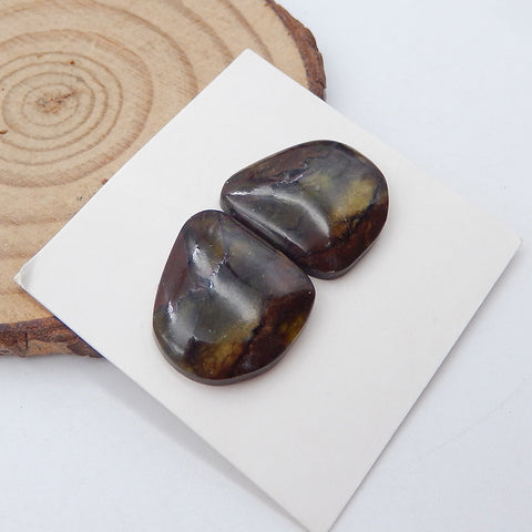 Natural Mushroom Jasper Cabochons Paired 16x16x4mm, 3.4g